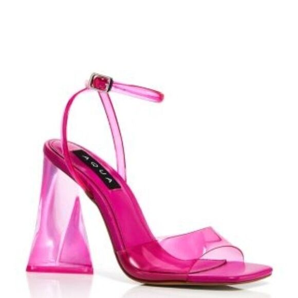 Aqua Glass Ankle Strap High Heel Sandals in Raspberry 6.5 NWT (Note on B… - Picture 1 of 2